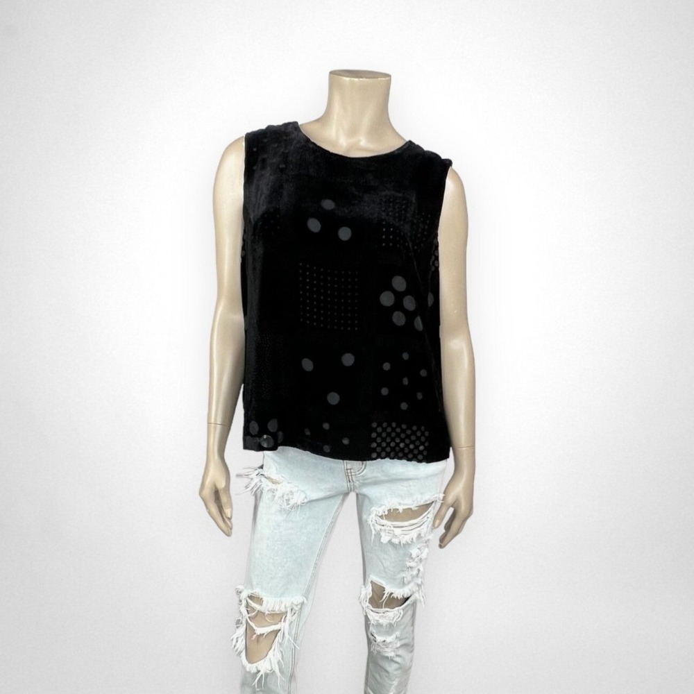 Vintage KOOS 1X Black Velvet Burnout‎ Sleeveless Top Summer